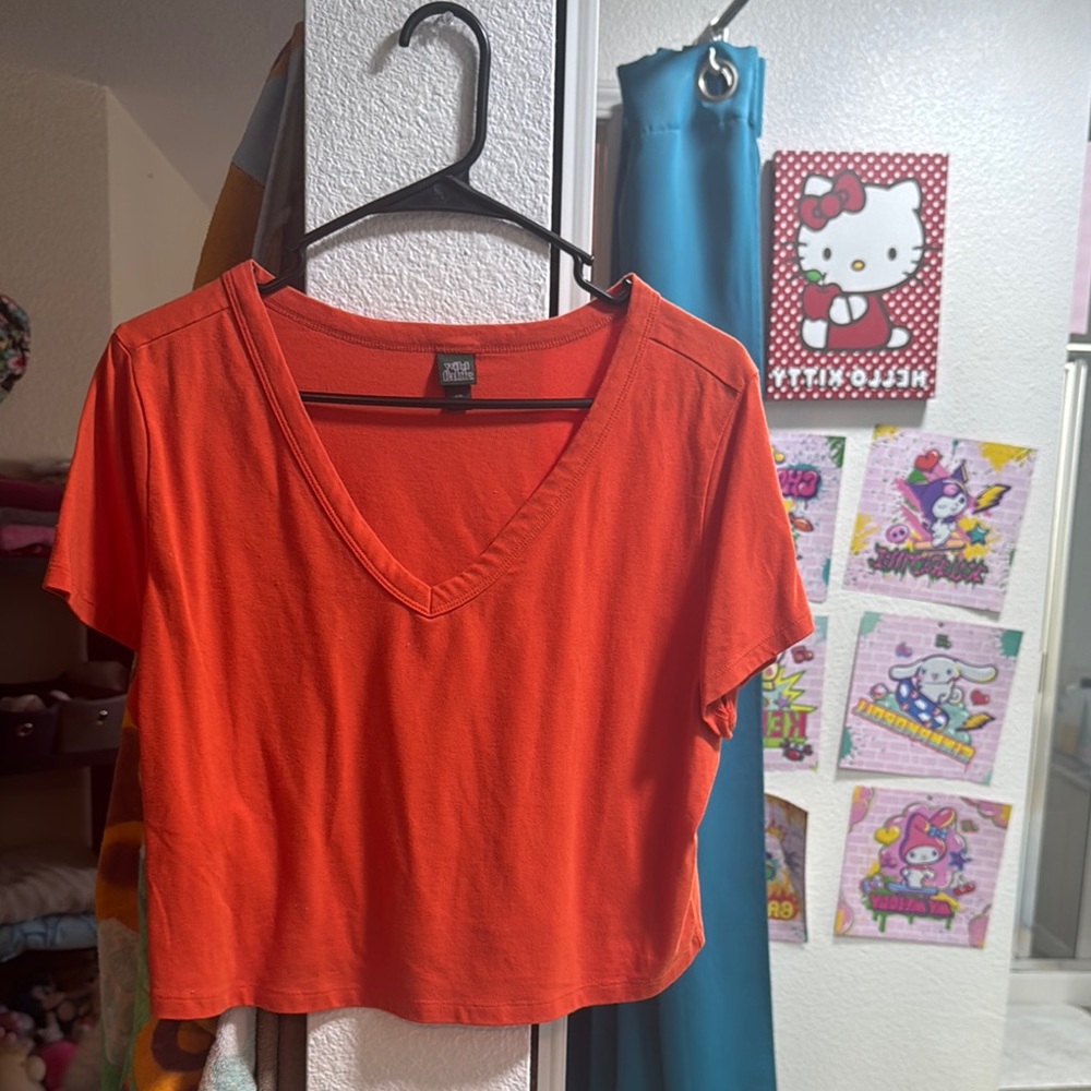 Wild Fable V-Neck Red Crop Top